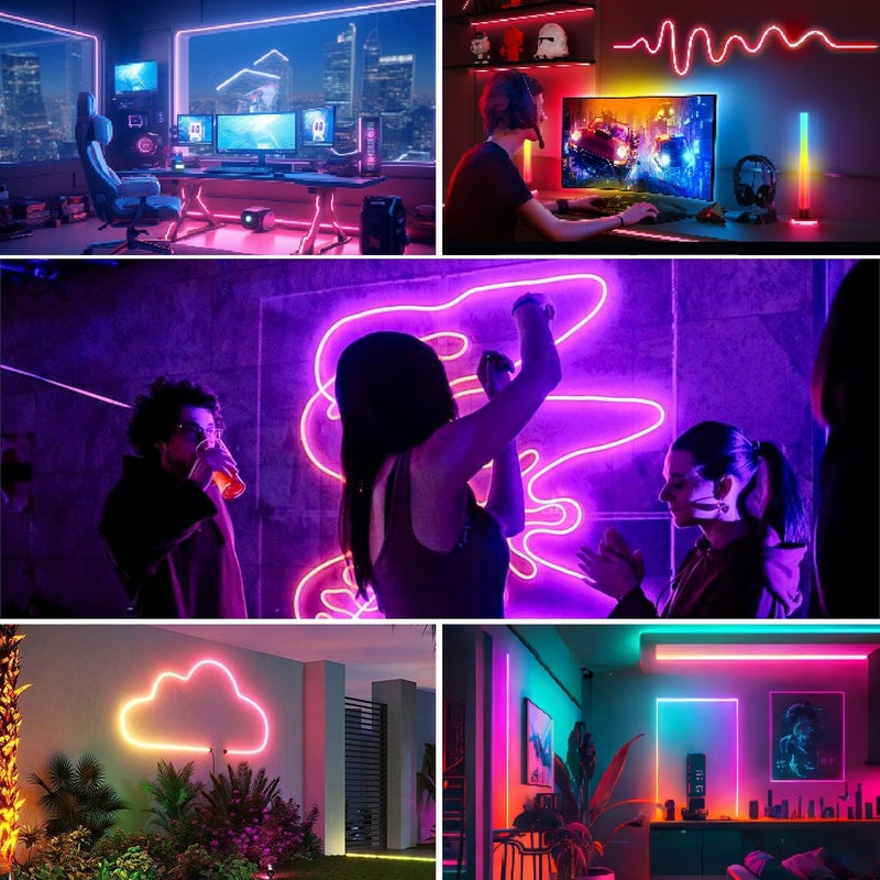 httpsmp Neon Rope Lights,Flexible Led Light Control with App/Remote,Multiple Modes,IP67 Outdoor Waterproof,Music Sync Strip for Bedroom (50FT Led Rope Lights) - Image 3